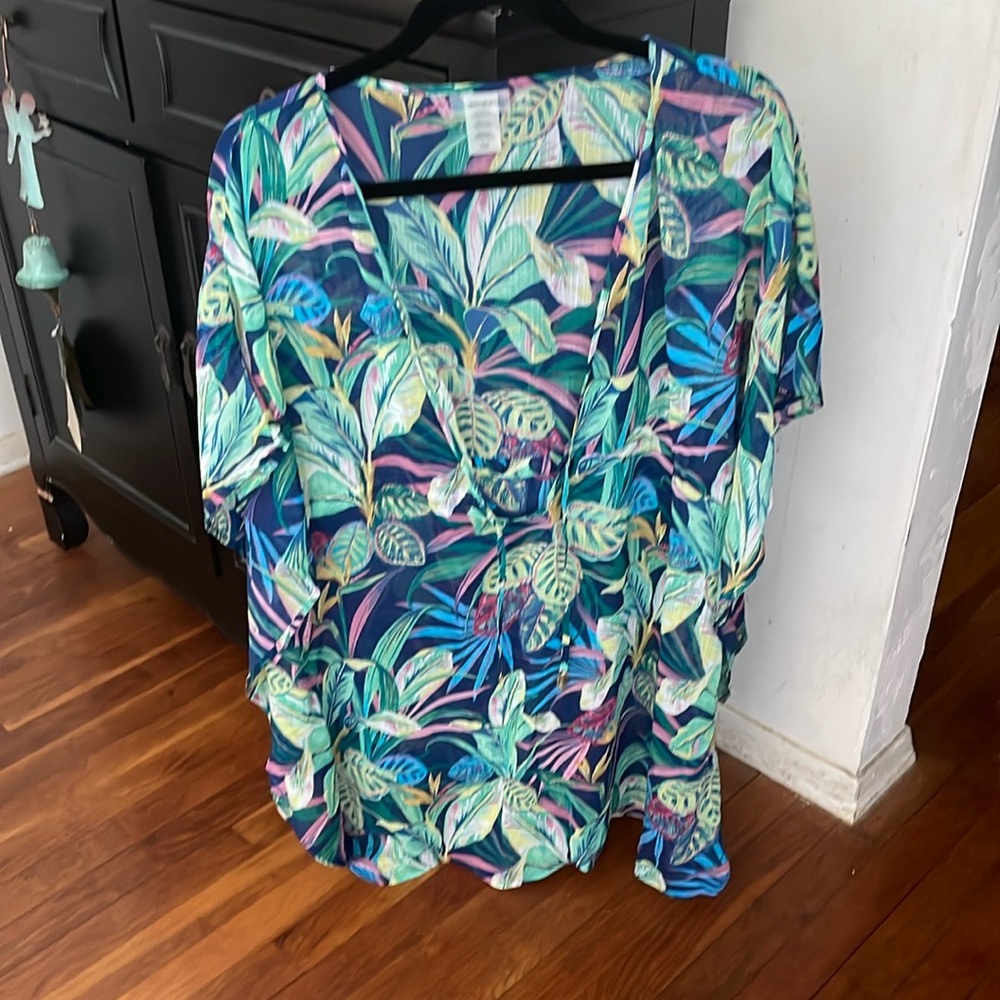 Bleu Rod Beattie Tunic Sheer Beach Swimwear Cover Up NWOT